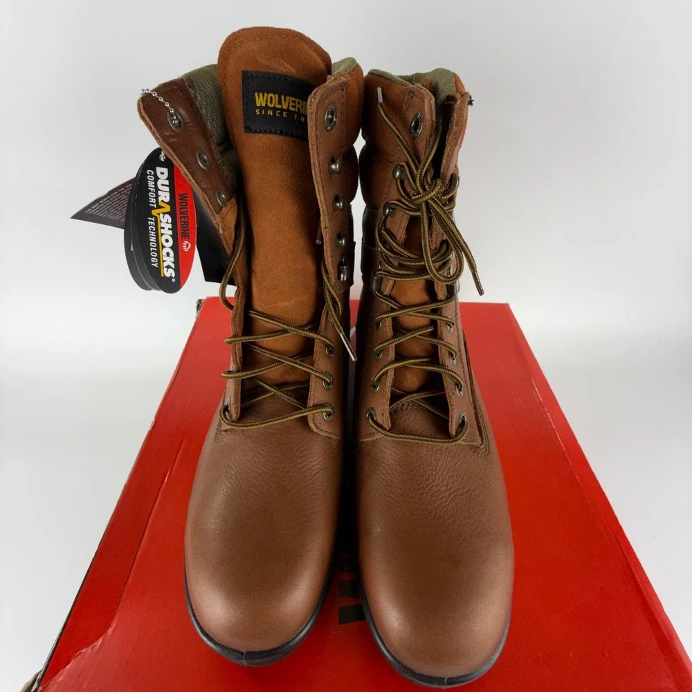 Wolverine Durashocks SR 8 Inch Steel Toe Work Boots Brown Leather W03124 Men 12W
